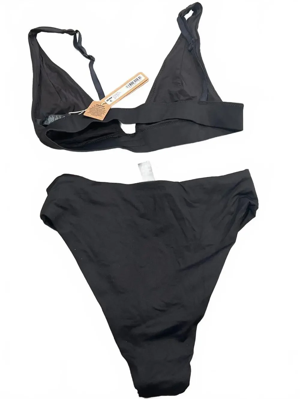 SKIMS SWIM PLUNGE BIKINI TOP & SWIM MID WAIST BOTTOM-SET in Onyx